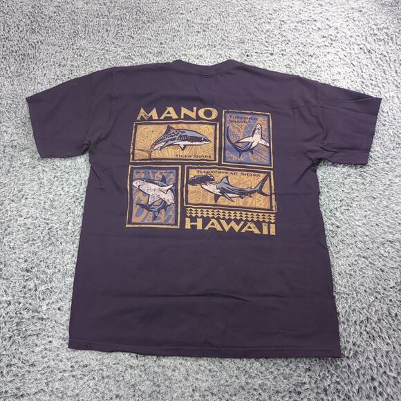 Vintage Crazy Shirts Hawaii Shirt Men Medium Purple Hammerhead Shark Tee USA 90s - Picture 5 of 6